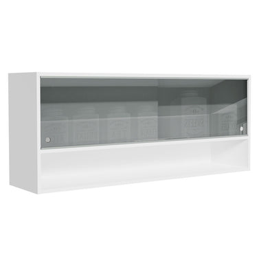Alacena 120 cm 2 Puertas Corredizas de Vidrio Neutral 1 Nicho para Cocinas Glamy Lux y Reims Blanco Línea Estándar Madesa