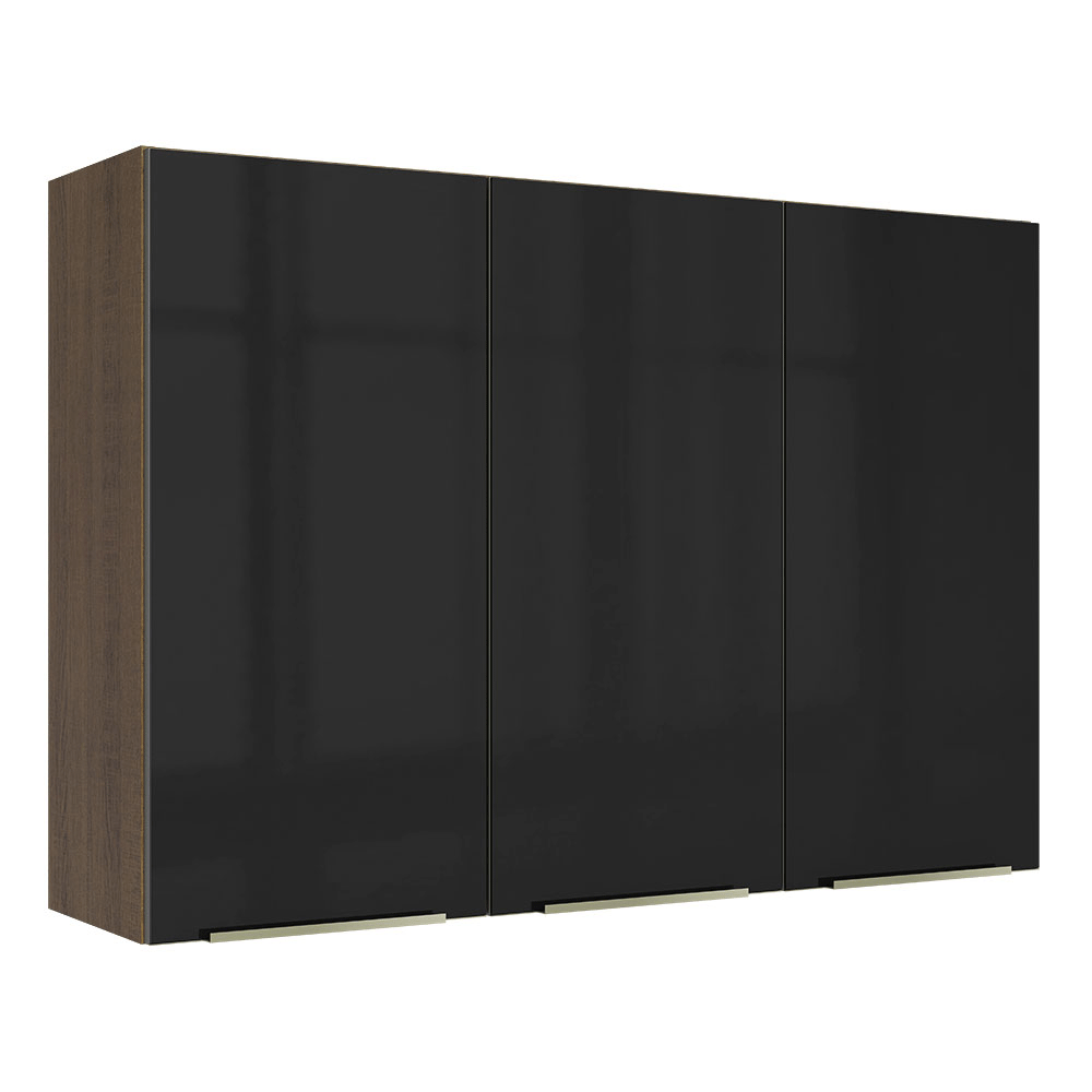 Alacena Cocina 120 cm 3 Puertas Marrón/Gris Lux Madesa