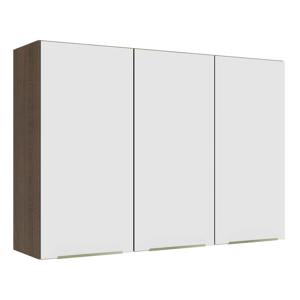 Alacena Cocina 120 cm 3 Puertas Marrón/Blanco Aterciopelado Lux Madesa