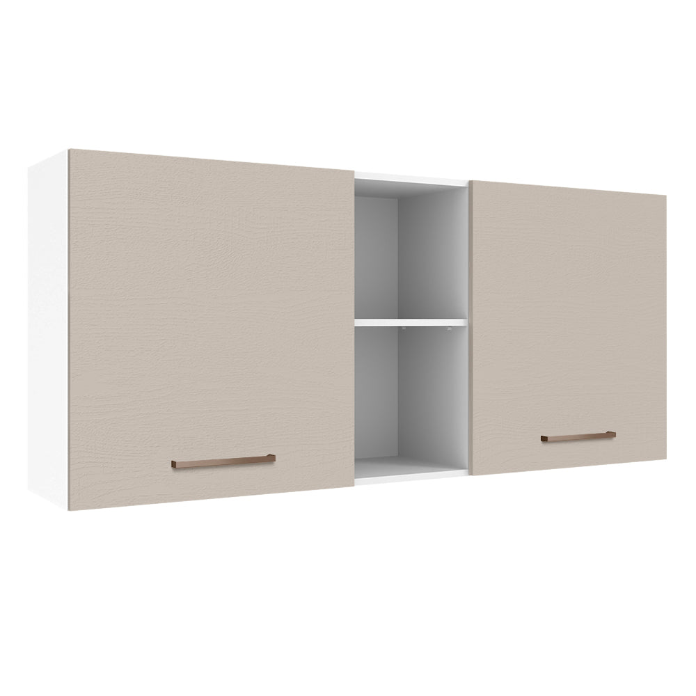 Alacena 150 cm 2 Puertas 2 Nichos Agata Blanco/Crema