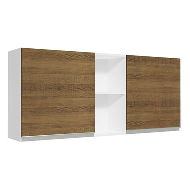 Alacena 150 cm 2 Puertas y 2 Nichos Blanco/Marrón Glamy Madesa