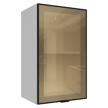 Alacena 40 cm 1 Puerta Blanco/Negro Vidrio Reflecta Bronce Vinilo Madesa