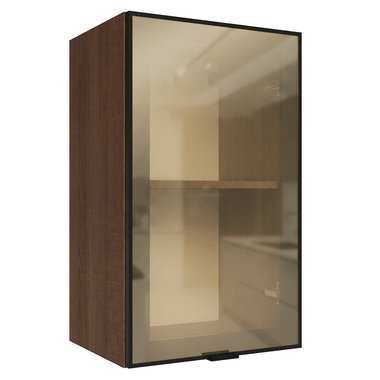 Alacena 40 cm 1 Puerta Marrón/Negro Vidrio Reflecta Bronce Vinilo Madesa