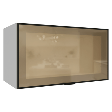 Alacena 60 cm 1 Puerta con Vidrio Reflecta Bronce Blanco/Negro Vinilo Madesa