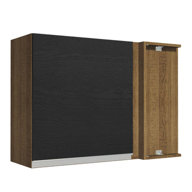 Alacena Esquinera 94 cm 1 Puerta Marrón/Negro Glamy Madesa