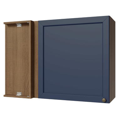 Alacena Esquinera 94 cm 1 Puerta Marrón/Azul Vik Madesa