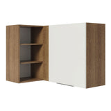 Alacena Cocina Esquinera 1 Puerta para línea de 60 cm de Profundidad Marrón/Blanco Stella Madesa