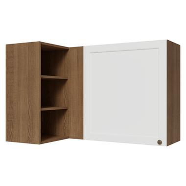 Alacena Esquinera 102 cm 1 Puerta para Línea de 60 cm de Profundidad Blanco/Marrón Vik Madesa