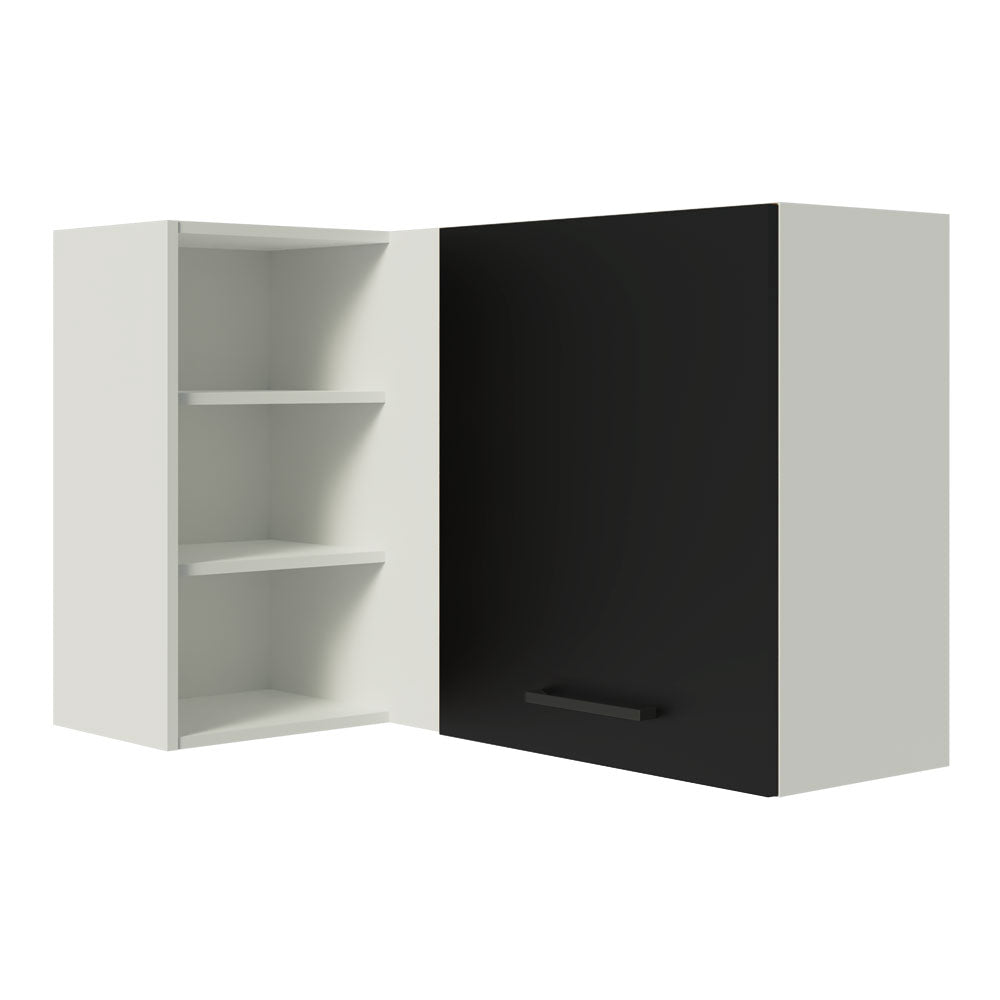 Alacena Cocina Esquinera 1 Puerta para línea de 60 cm de Profundidad Blanco/Negro Agata Madesa