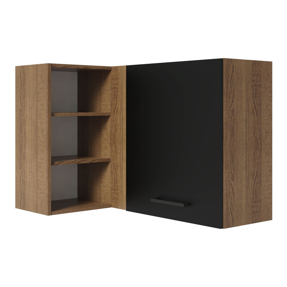 Alacena Cocina Esquinera 1 Puerta para línea de 60 cm de Profundidad Marrón/Negro Agata Madesa