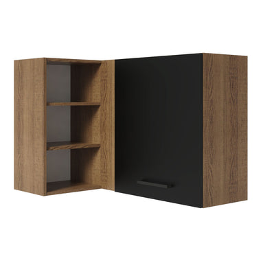 Alacena Esquinera 102 cm 1 Puerta para línea de 60 cm de Profundidad Marrón/Negro Agata Madesa
