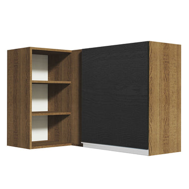 Alacena Esquinera 102 cm 1 Puerta para Línea de 60 cm de Profundidad Marrón/Negro Glamy Madesa