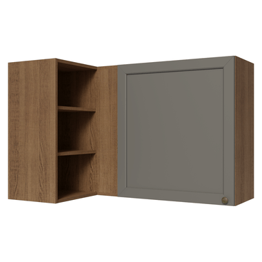 Alacena Esquinera 102 cm 1 Puerta para Línea de 60 cm de Profundidad Marrón/Gris Vik Madesa
