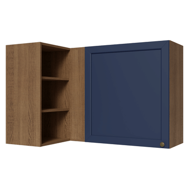 Alacena Esquinera 102 cm 1 Puerta para Línea de 60 cm de Profundidad Marrón/Azul Vik Madesa