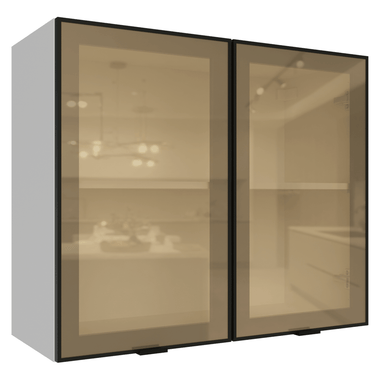 Alacena 80 cm 2 Puertas con Vidrio Reflecta Bronce Blanco/Negro Vinilo Madesa