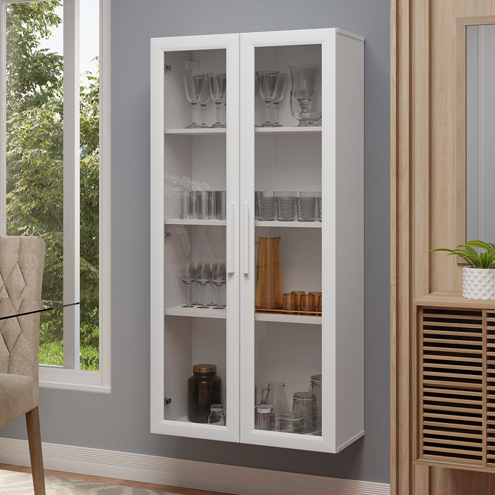 Cristalero 70 cm 2 Puertas sin Patas Blanco/Blanco Línea Estándar Madesa