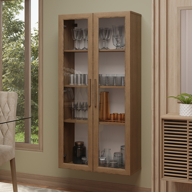 Cristalero 70 cm 2 Puertas sin Patas Marrón Línea Estándar Madesa