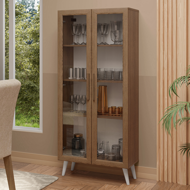 Cristalero 70 cm 2 Puertas con Patas Marrón Línea Estándar Madesa