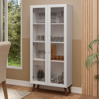 Cristalero 70 cm 2 Puertas con Patas Cónicas Blanco Línea Estándar Madesa