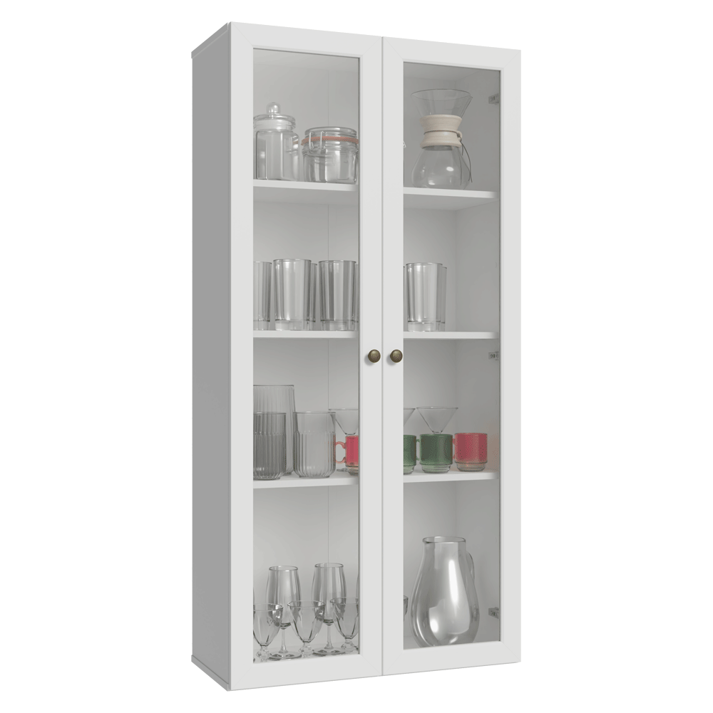 Cristalero 70 cm 2 Puertas de Vidrio Vik Blanco