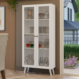Cristalero 70 cm 2 Puertas de Vidrio con Patas Vik Blanco