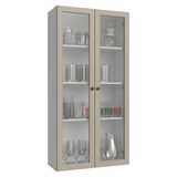 Módulo Cristaleiro 70 cm 2 Puetas de Vidrio Blanco/Crema Vik Madesa