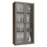 Cristalero Sin Patas 70 cm 2 Puertas de Vidrio Vik Marrón/Gris