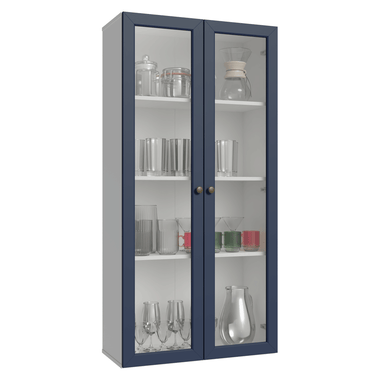 Cristalero 70 cm 2 Puertas de Vidrio Blanco/Azul Vik Madesa