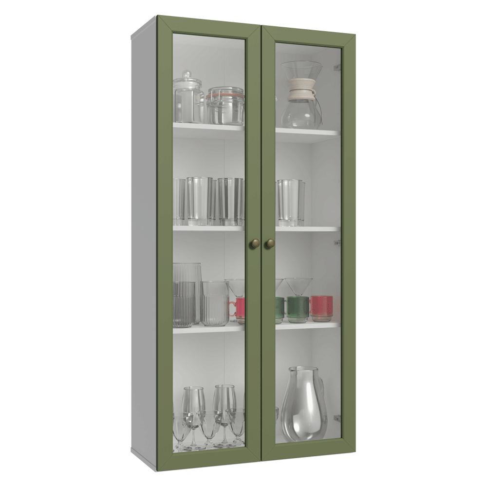 Cristalero 70 cm 2 Puertas de Vidrio Vik Blanco/Verde
