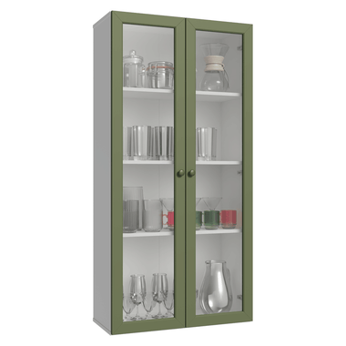 Cristalero 70 cm 2 Puertas de Vidrio Blanco/Verde Vik Madesa