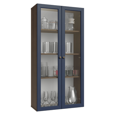 Cristalero 70 cm 2 Puertas de Vidrio Marrón/Azul Vik Madesa