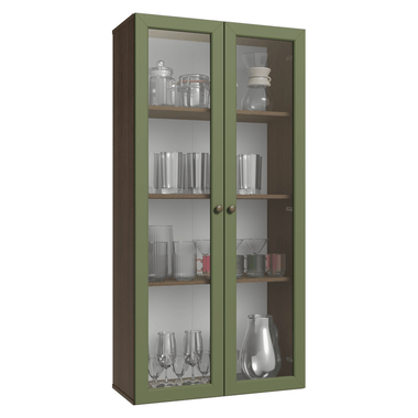 Cristalero 70 cm 2 Puertas de Vidrio Marrón/Verde Vik Madesa
