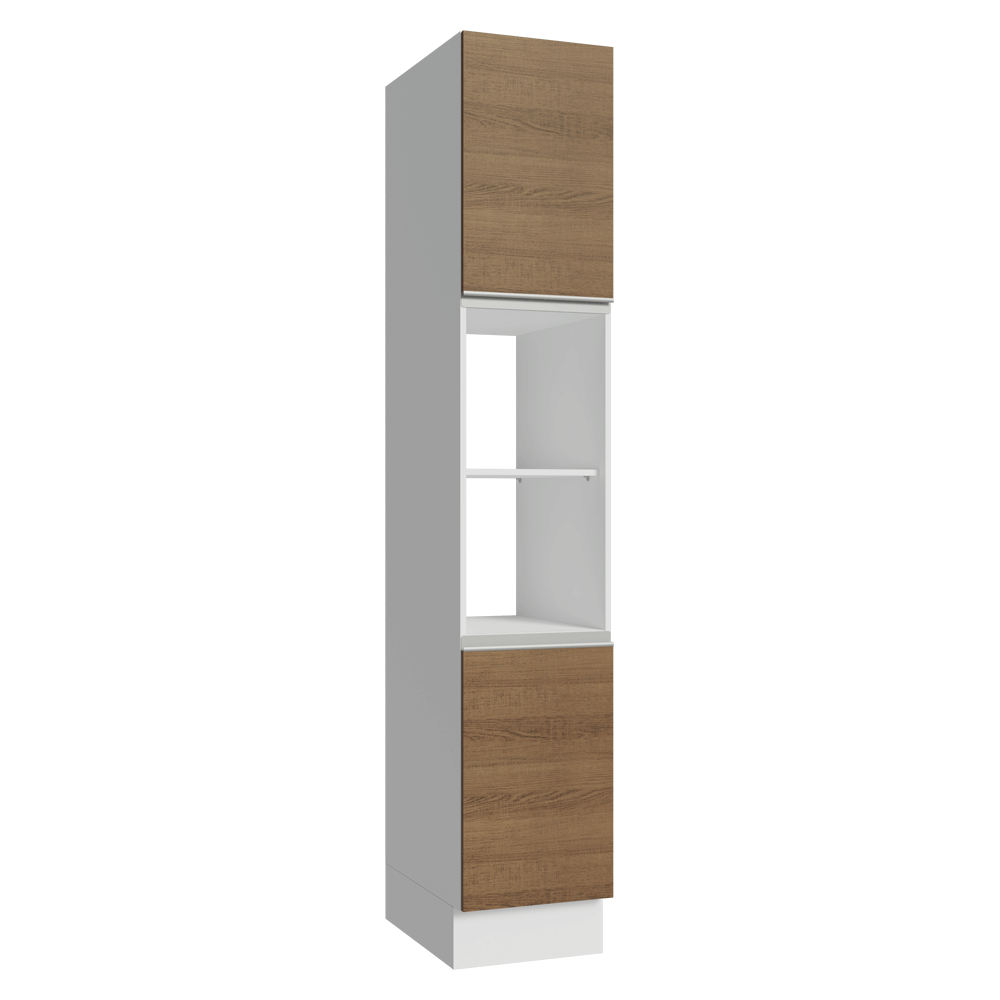 Despensero 40 cm 2 Puertas e 2 Nichos Blanco/Marrón Glamy Madesa