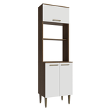 Mueble para Horno/Microondas 60 cm 3 Puertas Marrón/Blanco Lille Madesa