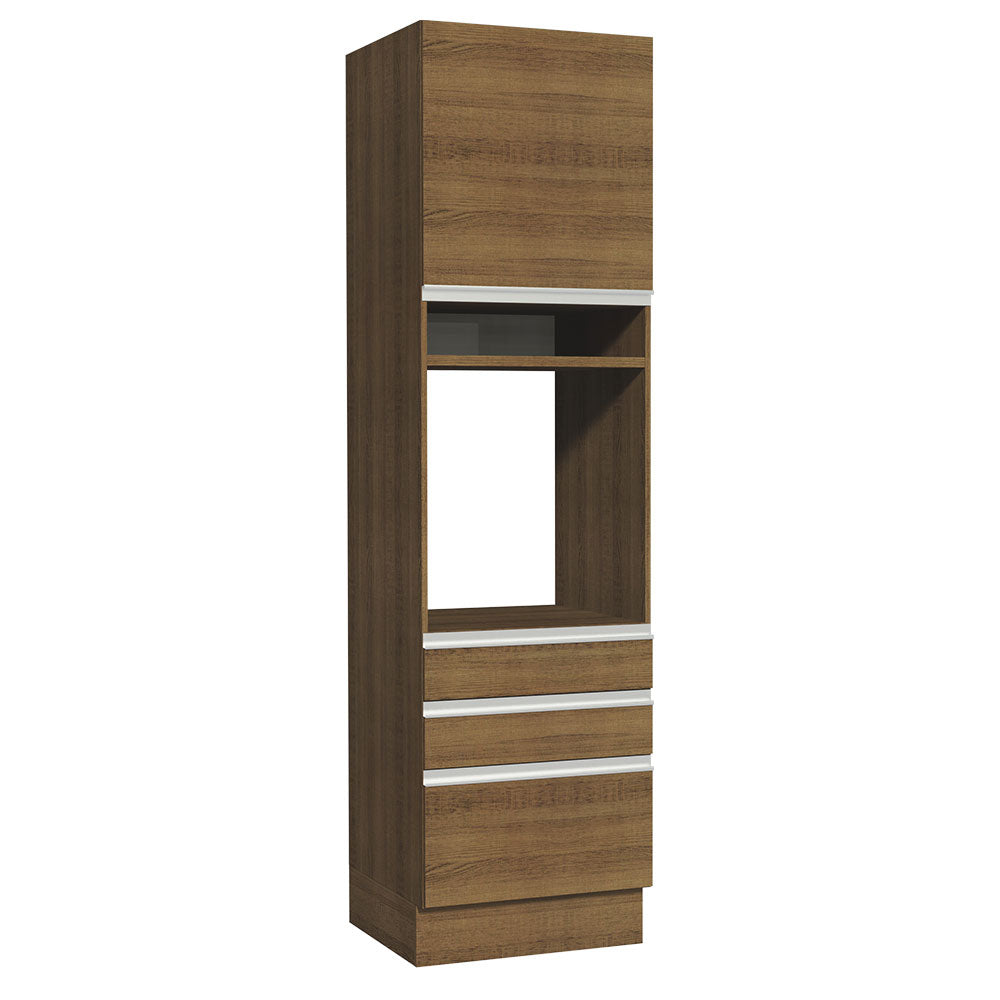 Mueble de cocina para Horno 60 cm 3 Cajones 1 Puerta Glamy Marrón