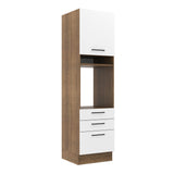 Mueble de Cocina para Horno Agata 60 cm 1 Puerta 3 Cajones Marrón/Blanco