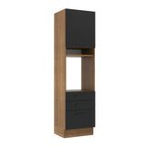 Mueble de Cocina para Horno 60 cm 1 Puerta 3 Cajones Marrón/Negro Agata Madesa