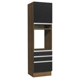 Mueble Para Horno Y Microondas Madesa Glamy 60cm Marrón/Negro 01