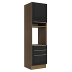 Mueble para Horno o Microondas 60 cm 1 Puerta y 3 Cajones Marrón/Negro Lux Madesa