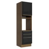 Mueble para Horno/Microondas 60 cm 1 Puerta y 3 Cajones Marrón/Negro Lux Madesa