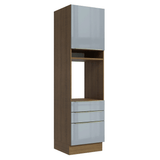 Mueble para Horno/Microondas 60 cm 1 Puerta y 3 Cajones Blanco/Gris Lux Madesa