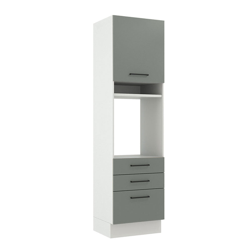 Mueble de Cocina para Horno 60 cm 1 Puerta 3 Cajones Blanco/Gris Agata Madesa
