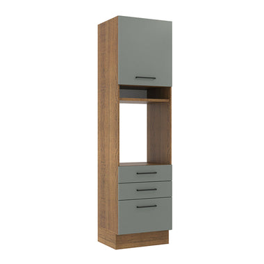 Mueble para Horno o Microondas 60 cm 1 Puerta 3 Cajones Marrón/Gris Agata Madesa