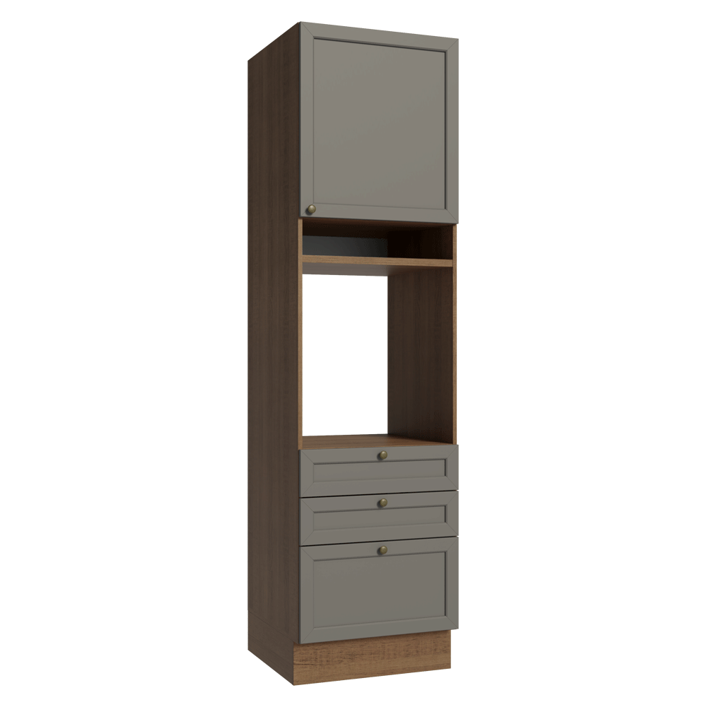 Mueble de cocina para Horno/ microondas 60 cm 1 Puerta 3 Cajones Marrón/Gris Vik Madesa
