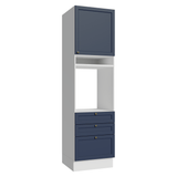 Mueble de cocina para Horno/ microondas 60 cm 1 Puerta 3 Cajones Blanco/Azul Vik Madesa