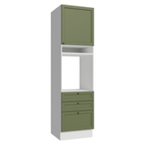 Mueble de cocina para Horno/ microondas 60 cm 1 Puerta 3 Cajones Blanco/Verde Vik Madesa
