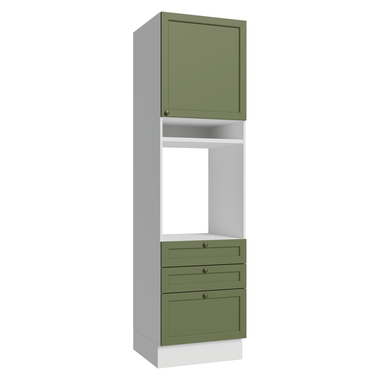 Mueble para Horno o Microondas 60 cm 1 Puerta 3 Cajones Blanco/Verde Vik Madesa