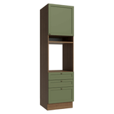 Mueble de cocina para Horno/ microondas 60 cm 1 Puerta 3 Cajones Marrón/Verde Vik Madesa