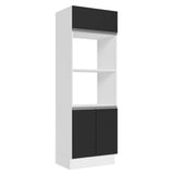 Mueble de Cocina para Horno 100% MDF 70 cm para 2 Hornos Blanco/Negro Acordes Madesa
