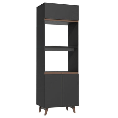 Mueble para Horno y Microondas 70 cm 3 Puertas Negro Reims Madesa